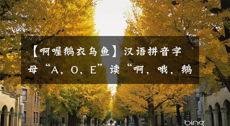 【啊喔鹅衣乌鱼】汉语拼音字母“A，O，E”读“啊，哦，鹅”或“啊，海鸥，鹅”