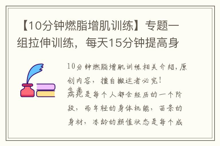 【10分钟燃脂增肌训练】专题一组拉伸训练，每天15分钟提高身体柔软度，远离亚健康疾病