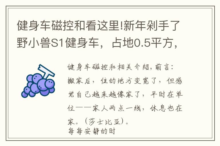 健身车磁控和看这里!新年剁手了野小兽S1健身车，占地0.5平方，享受骑行有氧燃脂