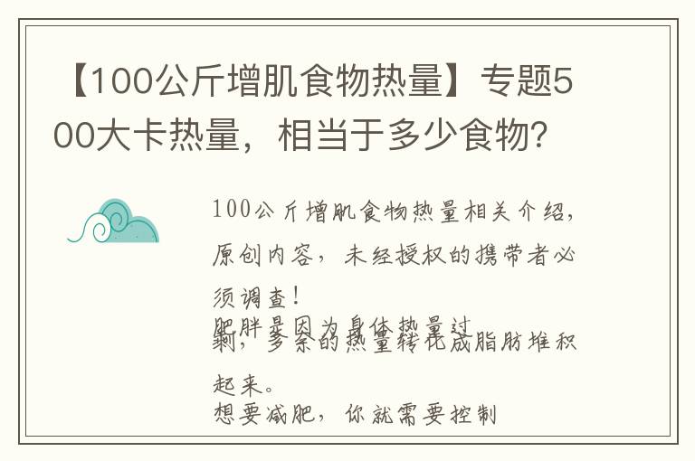 【100公斤增肌食物热量】专题500大卡热量，相当于多少食物？减掉一公斤脂肪需要多久？