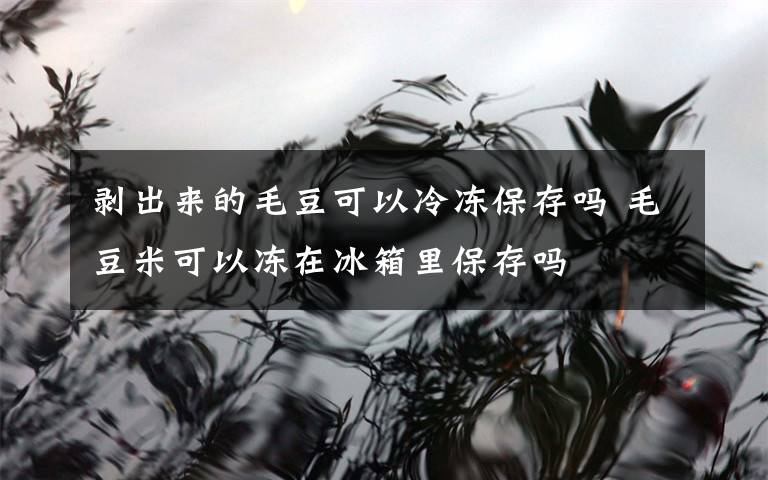 剥出来的毛豆可以冷冻保存吗 毛豆米可以冻在冰箱里保存吗