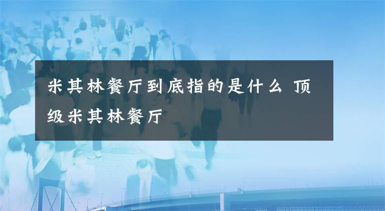米其林餐厅到底指的是什么 顶级米其林餐厅