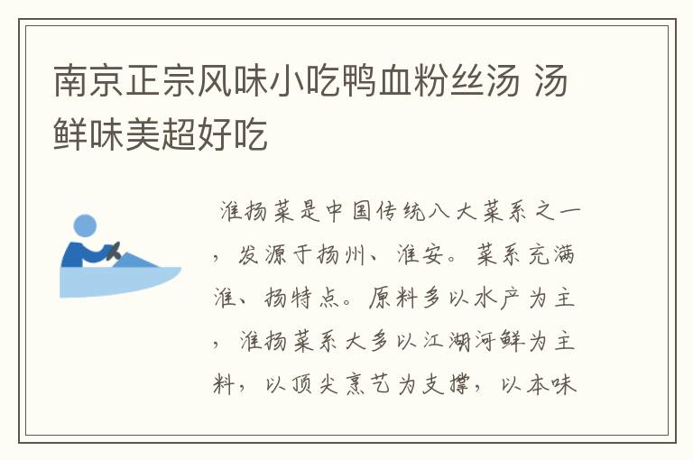 南京正宗风味小吃鸭血粉丝汤 汤鲜味美超好吃