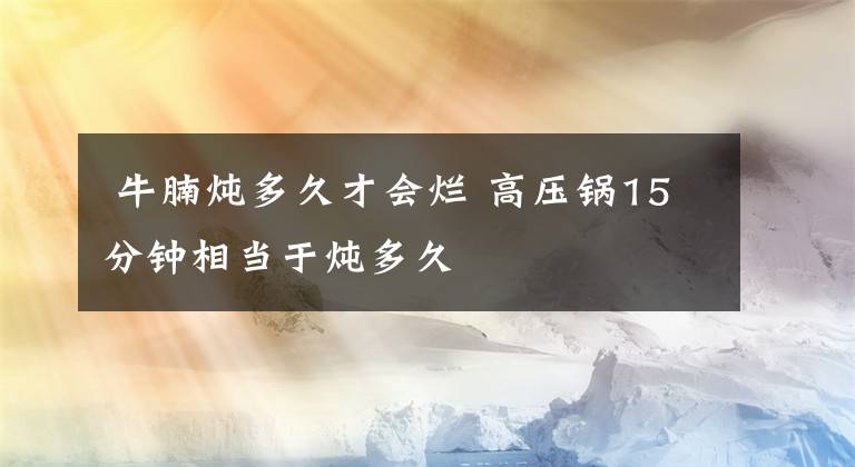  牛腩炖多久才会烂 高压锅15分钟相当于炖多久