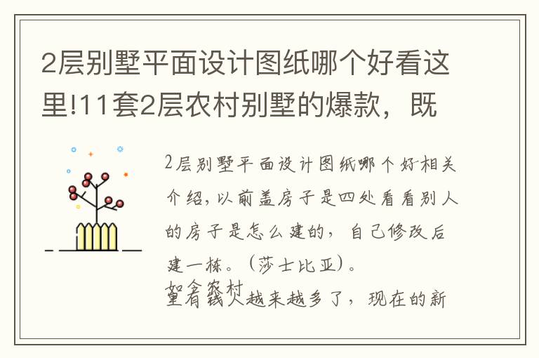 2层别墅平面设计图纸哪个好看这里!11套2层农村别墅的爆款，既实用又上档次！为啥都爱第2套？