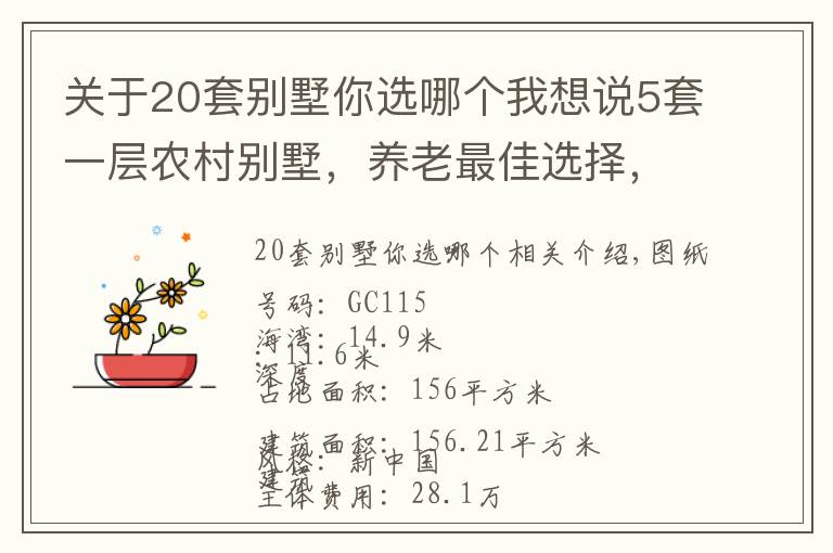 关于20套别墅你选哪个我想说5套一层农村别墅，养老最佳选择，20几万就能建一套