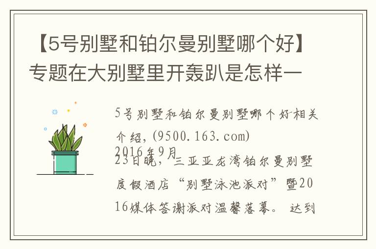 【5号别墅和铂尔曼别墅哪个好】专题在大别墅里开轰趴是怎样一种体验？