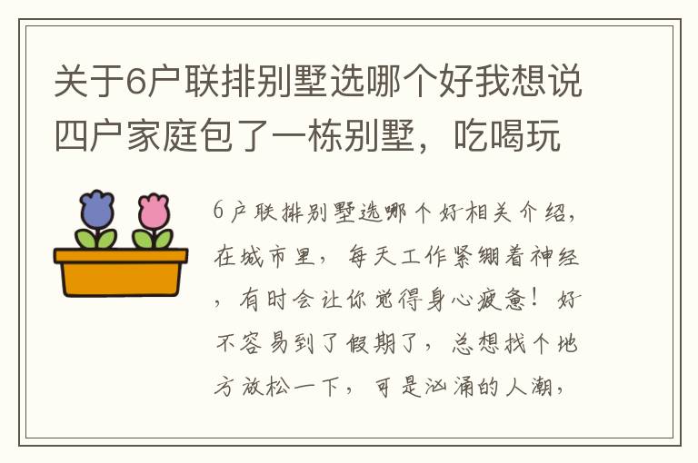 关于6户联排别墅选哪个好我想说四户家庭包了一栋别墅，吃喝玩乐，神仙般的生活