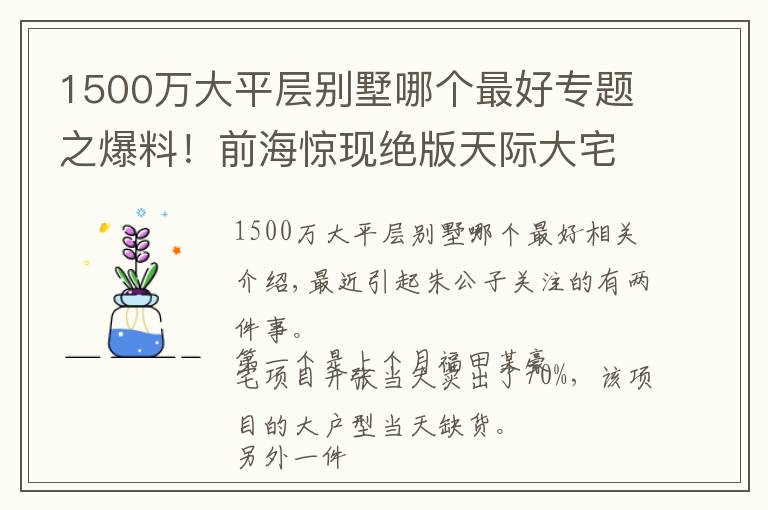 1500万大平层别墅哪个最好专题之爆料！前海惊现绝版天际大宅！250+大平层、罕见四套间设计……