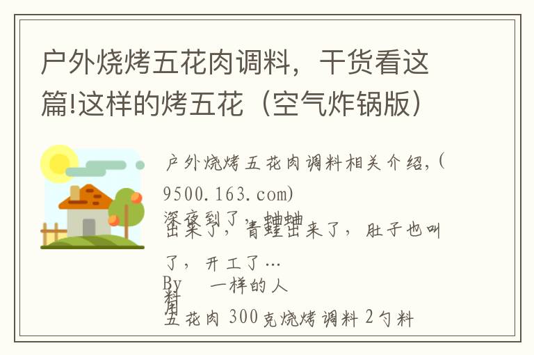 户外烧烤五花肉调料，干货看这篇!这样的烤五花（空气炸锅版）你吃过吗？
