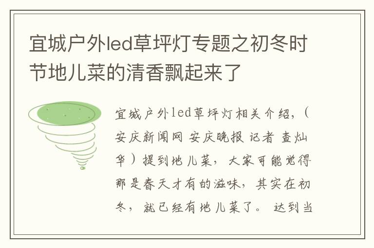 宜城户外led草坪灯专题之初冬时节地儿菜的清香飘起来了