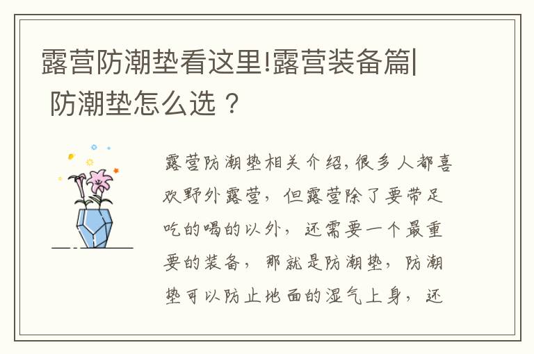 露营防潮垫看这里!露营装备篇| 防潮垫怎么选 ？