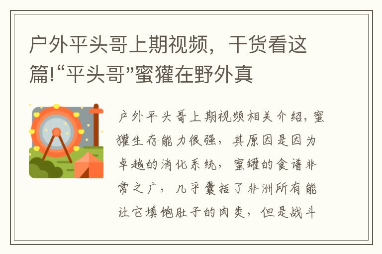 户外平头哥上期视频，干货看这篇!“平头哥"蜜獾在野外真有那么强吗？真相在这里-户外动物知识