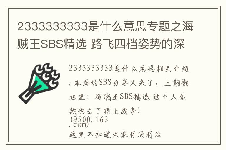 2333333333是什么意思专题之海贼王SBS精选 路飞四档姿势的深意！