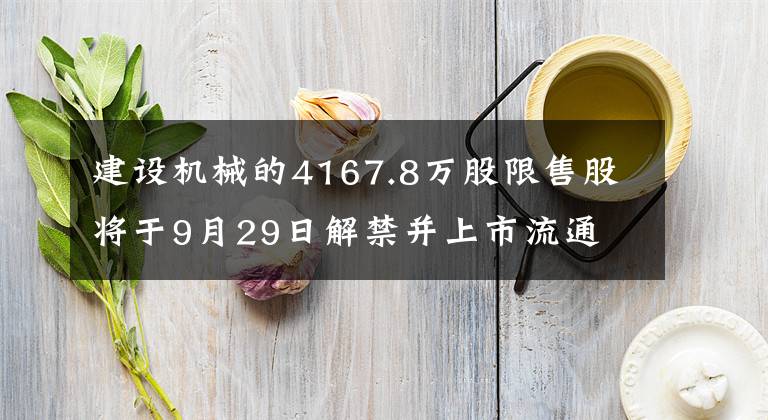 建设机械的4167.8万股限售股将于9月29日解禁并上市流通