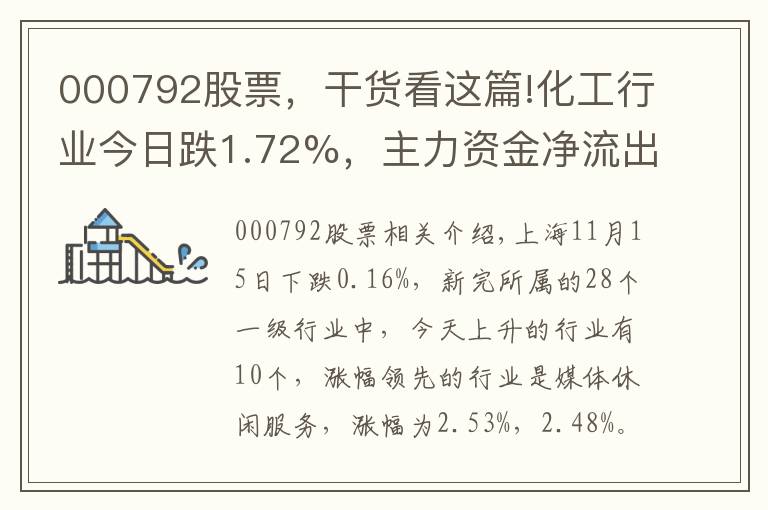 000792股票，干货看这篇!化工行业今日跌1.72%，主力资金净流出67.07亿元