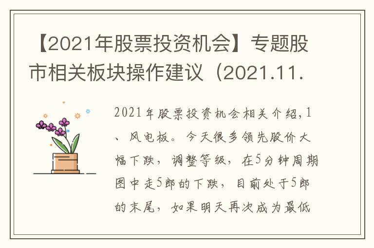 【2021年股票投资机会】专题股市相关板块操作建议（2021.11.15）