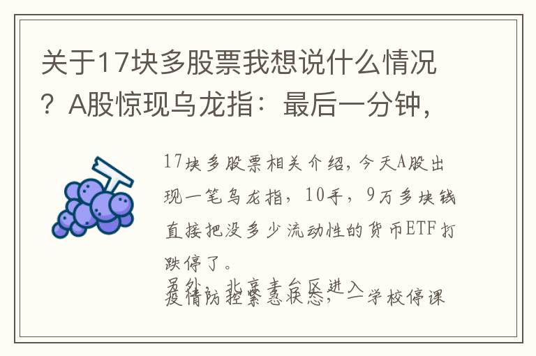 关于17块多股票我想说什么情况？A股惊现乌龙指：最后一分钟，9万块砸跌停！北京新增1例确诊，这些人原则上不允许出京……