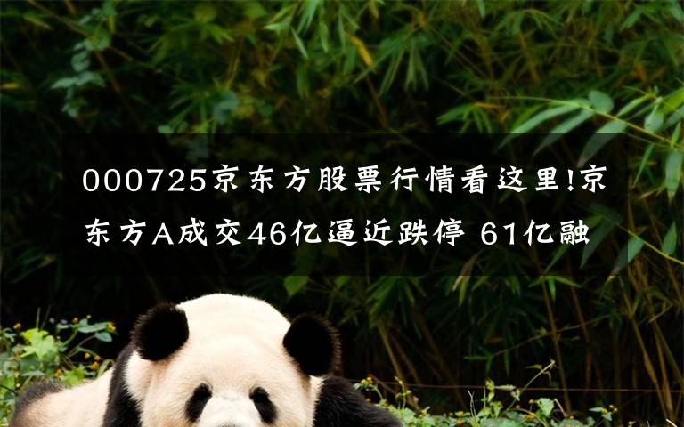 000725京东方股票行情看这里!京东方A成交46亿逼近跌停 61亿融资盘承压