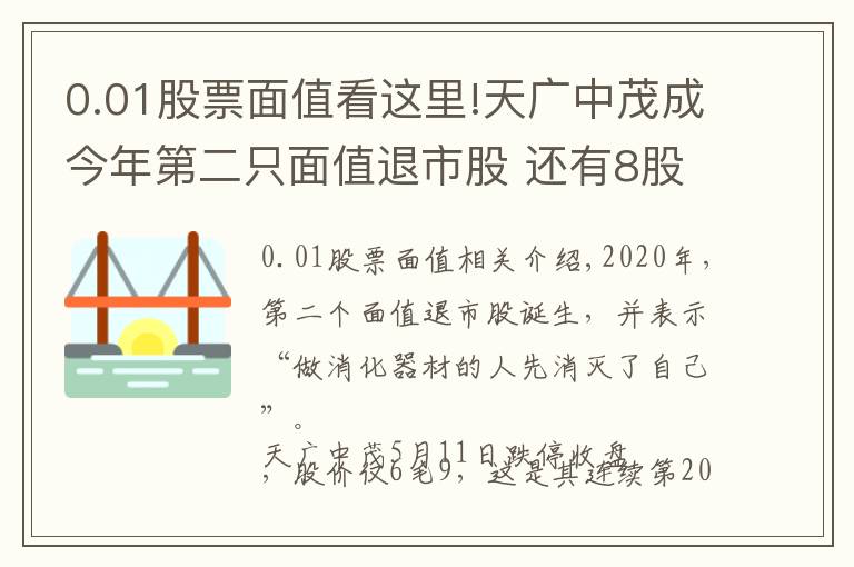 0.01股票面值看这里!天广中茂成今年第二只面值退市股 还有8股最新股价不足1元