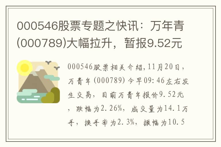 000546股票专题之快讯：万年青(000789)大幅拉升，暂报9.52元