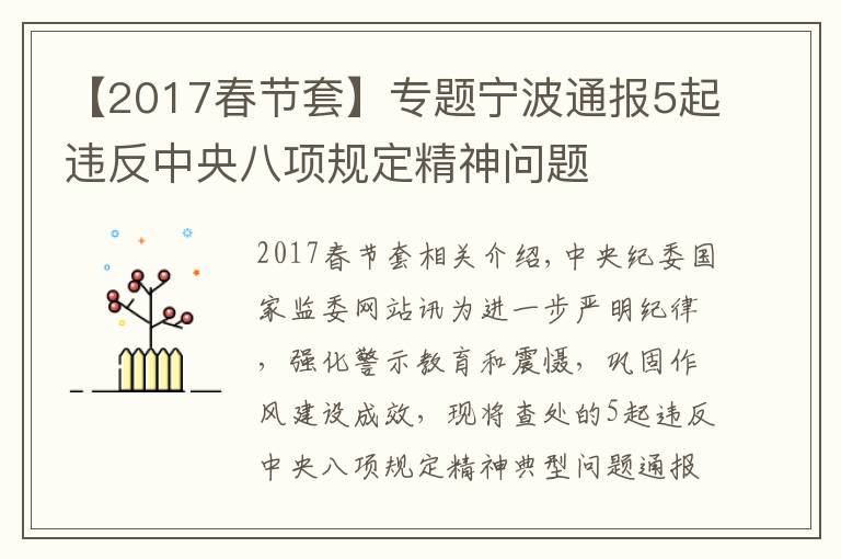 【2017春节套】专题宁波通报5起违反中央八项规定精神问题