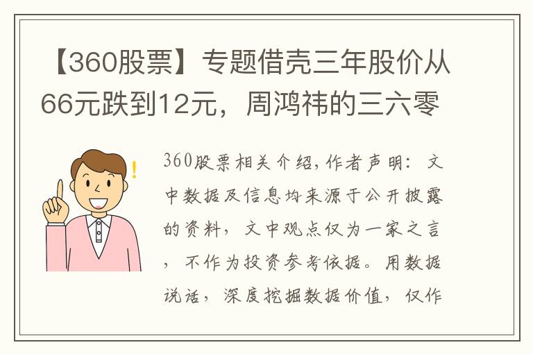 【360股票】专题借壳三年股价从66元跌到12元，周鸿祎的三六零为何跌落神坛？