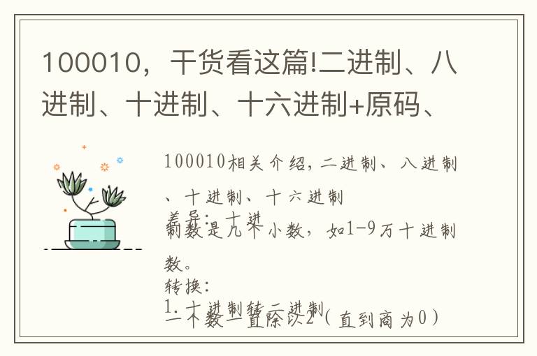 100010，干货看这篇!二进制、八进制、十进制、十六进制+原码、反码、补码