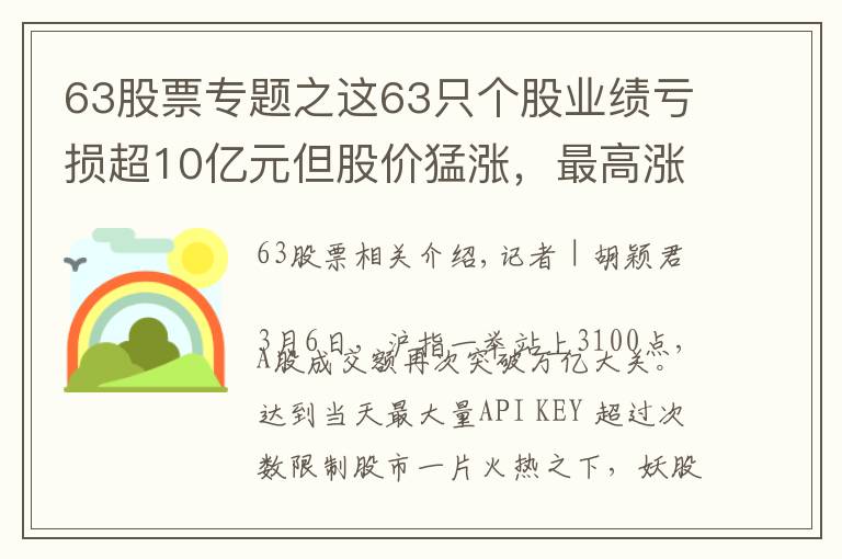 63股票专题之这63只个股业绩亏损超10亿元但股价猛涨，最高涨幅达147%