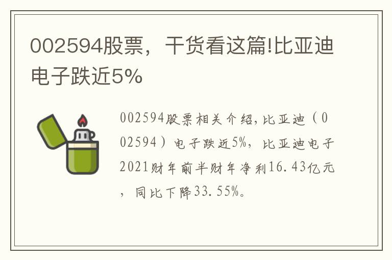 002594股票，干货看这篇!比亚迪电子跌近5%