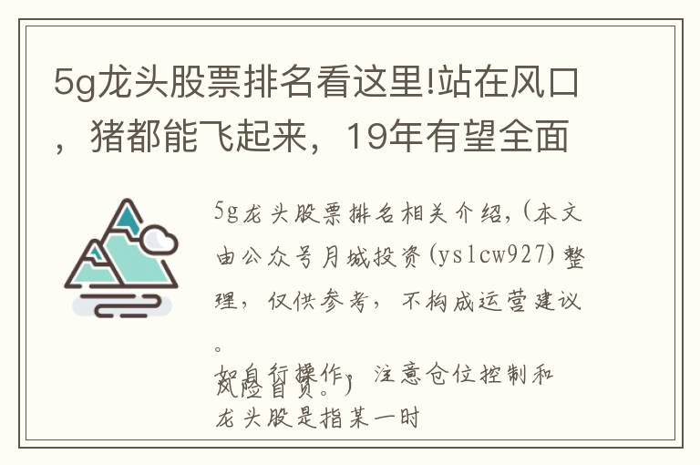 5g龙头股票排名看这里!站在风口，猪都能飞起来，19年有望全面爆发，请笑纳5G细分龙头股一览，值得珍藏