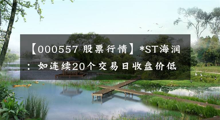 【000557 股票行情】*ST海润：如连续20个交易日收盘价低于1元，将终止上市