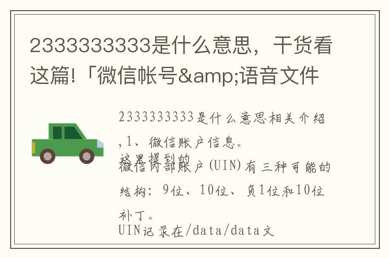 2333333333是什么意思，干货看这篇!「微信帐号&语音文件」结构分析