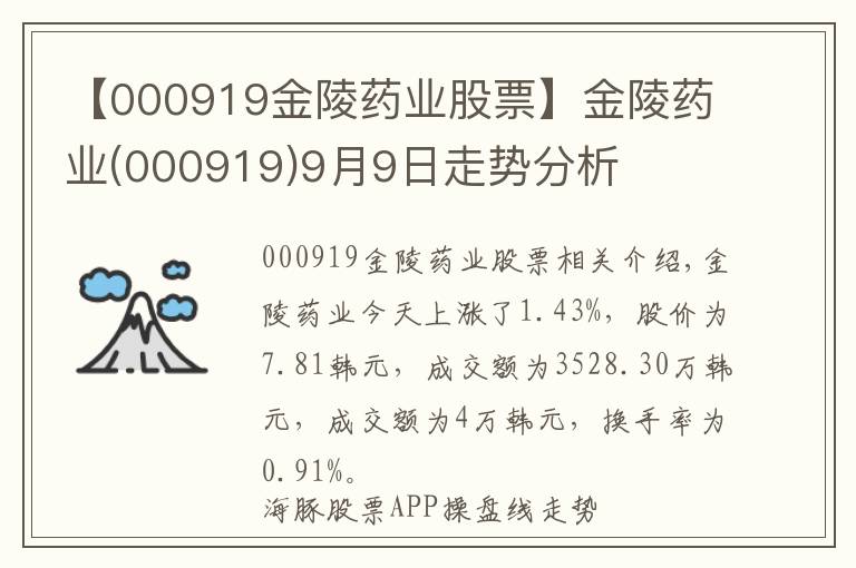 【000919金陵药业股票】金陵药业(000919)9月9日走势分析