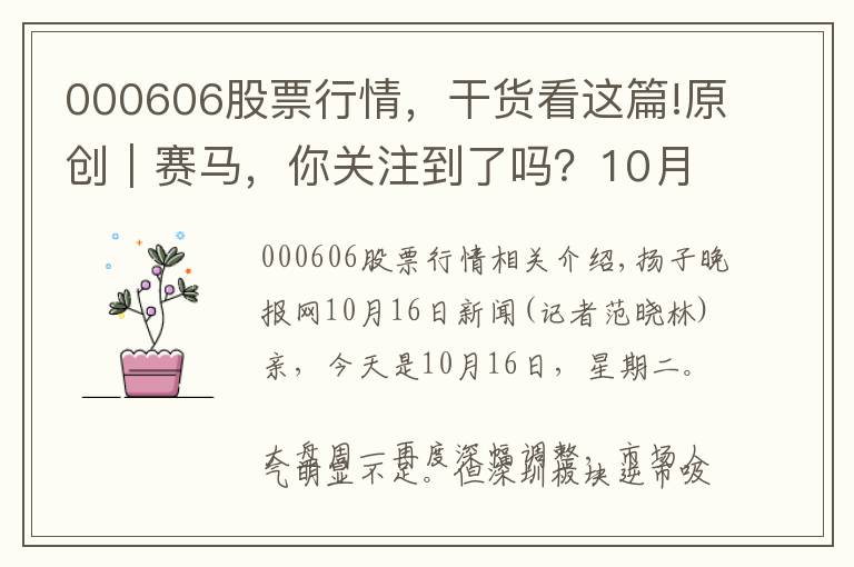 000606股票行情，干货看这篇!原创｜赛马，你关注到了吗？10月16日财汇早盘盘前速览