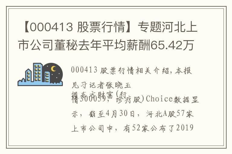【000413 股票行情】专题河北上市公司董秘去年平均薪酬65.42万元 薪酬差最高280万元
