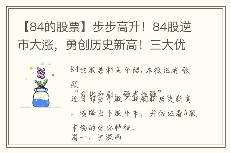 【84的股票】步步高升！84股逆市大涨，勇创历史新高！三大优势吸引资金抱团追捧（附名单）