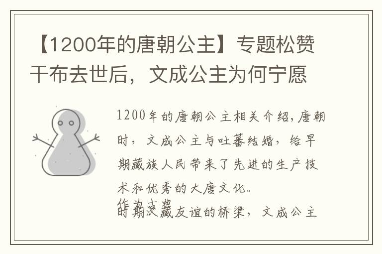 【1200年的唐朝公主】专题松赞干布去世后，文成公主为何宁愿寡居三十余年也不回到唐朝？