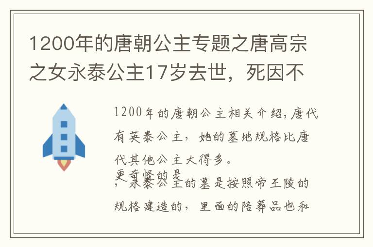 1200年的唐朝公主专题之唐高宗之女永泰公主17岁去世，死因不明，70年代墓志铭还原真相