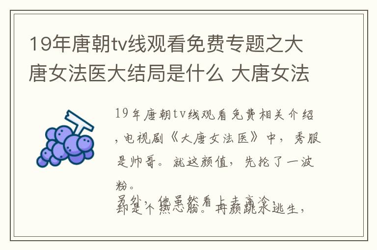 19年唐朝tv线观看免费专题之大唐女法医大结局是什么 大唐女法医免费观看在线观看