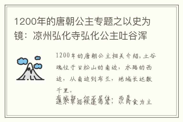 1200年的唐朝公主专题之以史为镜：凉州弘化寺弘化公主吐谷浑传