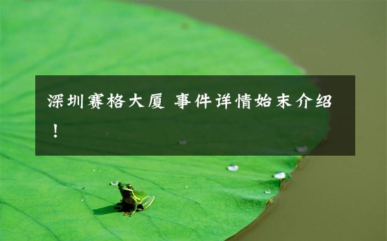 深圳赛格大厦 事件详情始末介绍！