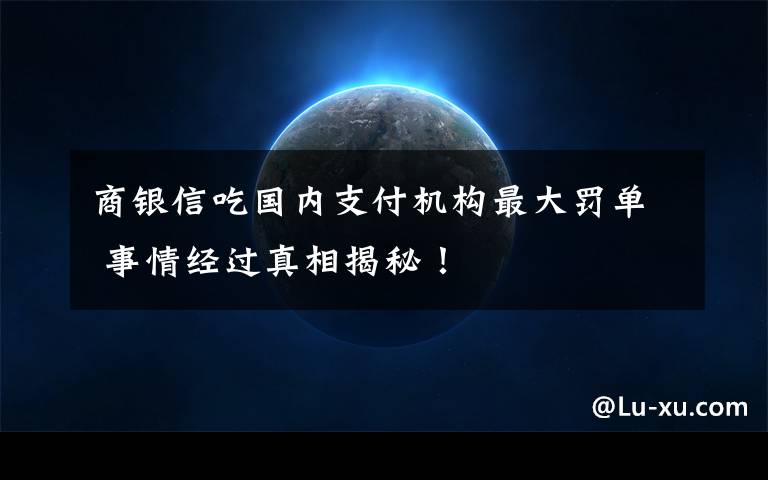 商银信吃国内支付机构最大罚单 事情经过真相揭秘！