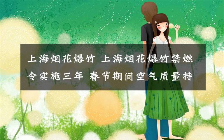 上海烟花爆竹 上海烟花爆竹禁燃令实施三年 春节期间空气质量持续优良