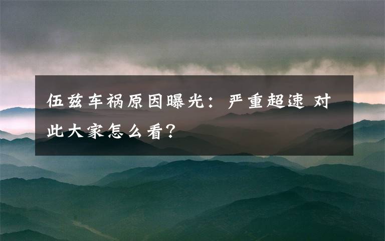 伍兹车祸原因曝光：严重超速 对此大家怎么看？