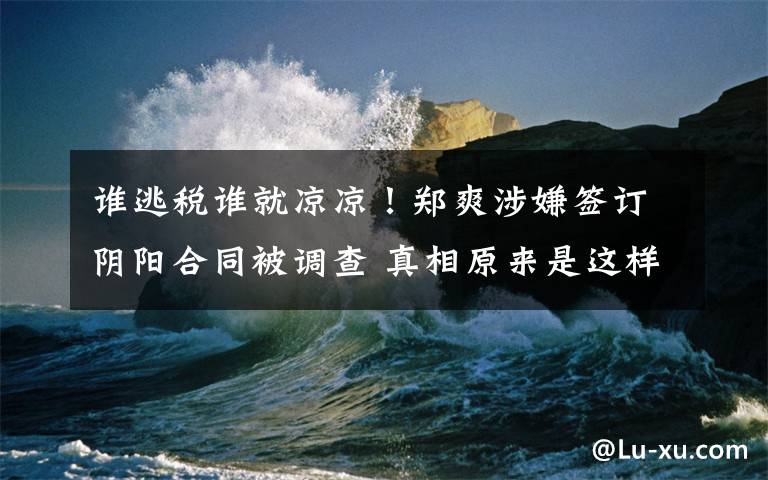 谁逃税谁就凉凉！郑爽涉嫌签订阴阳合同被调查 真相原来是这样！