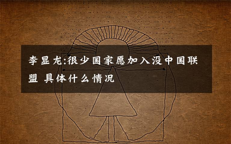 李显龙:很少国家愿加入没中国联盟 具体什么情况