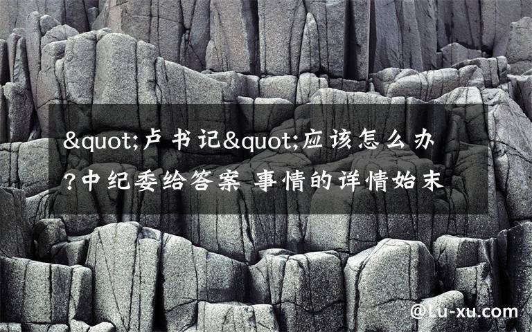 "卢书记"应该怎么办?中纪委给答案 事情的详情始末是怎么样了！