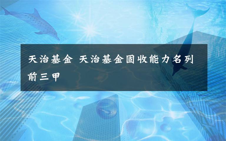 天治基金 天治基金固收能力名列前三甲