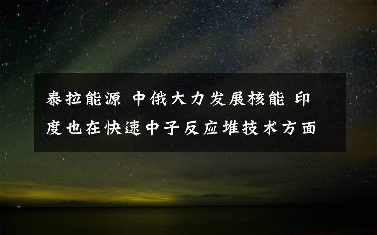 泰拉能源 中俄大力发展核能 印度也在快速中子反应堆技术方面展现了抱负